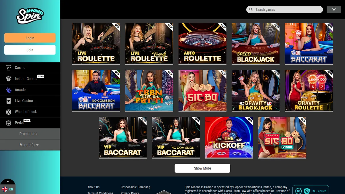 Game Show and Live Casino